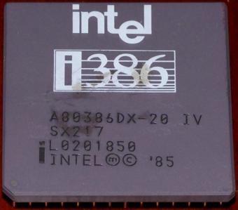 Intel i386 DX 20MHz CPU (A80386DX-20 IV) sSpec: SX217, Malay 1985